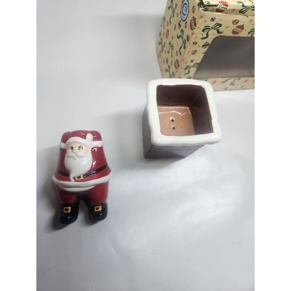 Santa Salt and Pepper  Tinsel Town Santa In Chimney Ceramic Set 180 Degrees - Picture 11 of 13